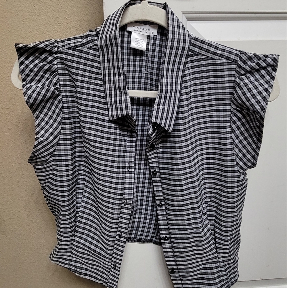 Checkered Button Crop Top
